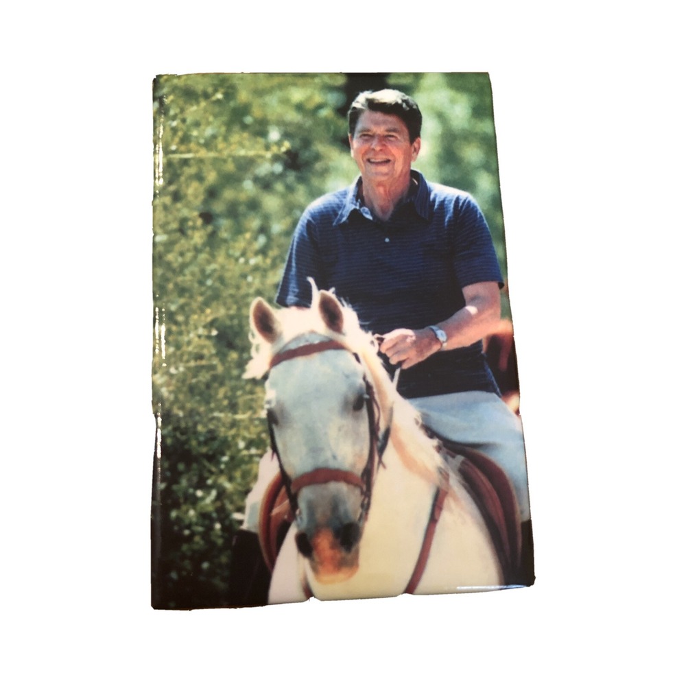 Ronald Reagan on White Horse Magnet 3" x 2" Vertical
